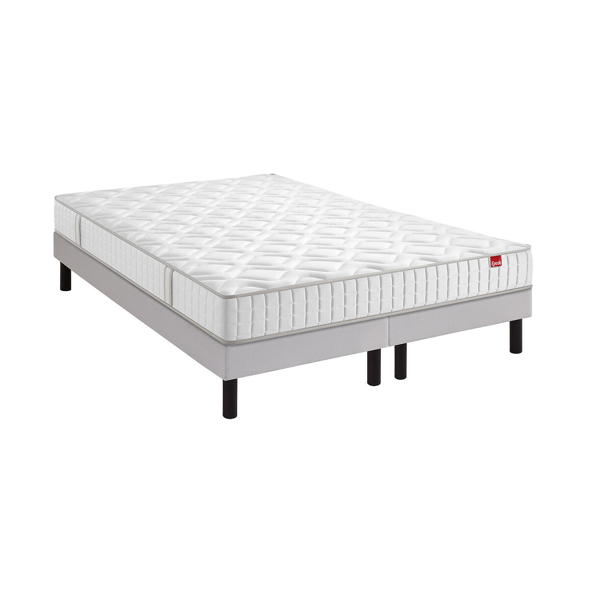 Ensemble matelas 560 ressorts l'Originel + sommier tapissier  gris souris, EPEDA