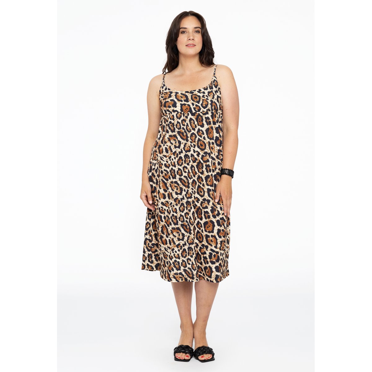 Robe avec imprimé léopard brun clair, YOEK