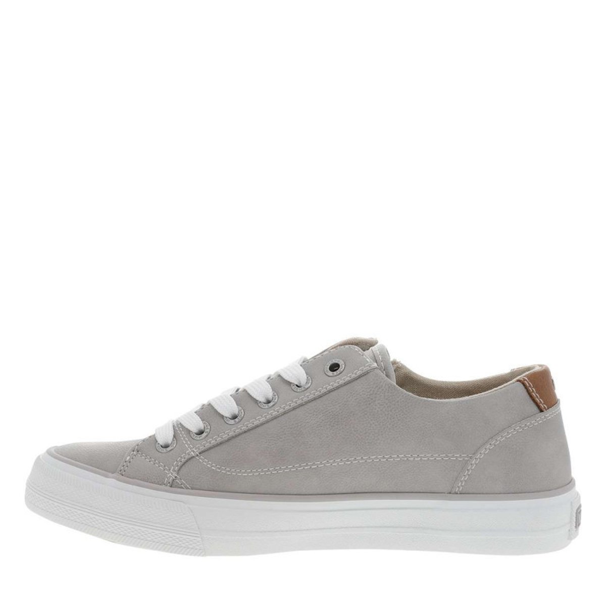 Tennis grises à semelle plate avec des lacets et un zip latéral gris, MUSTANG