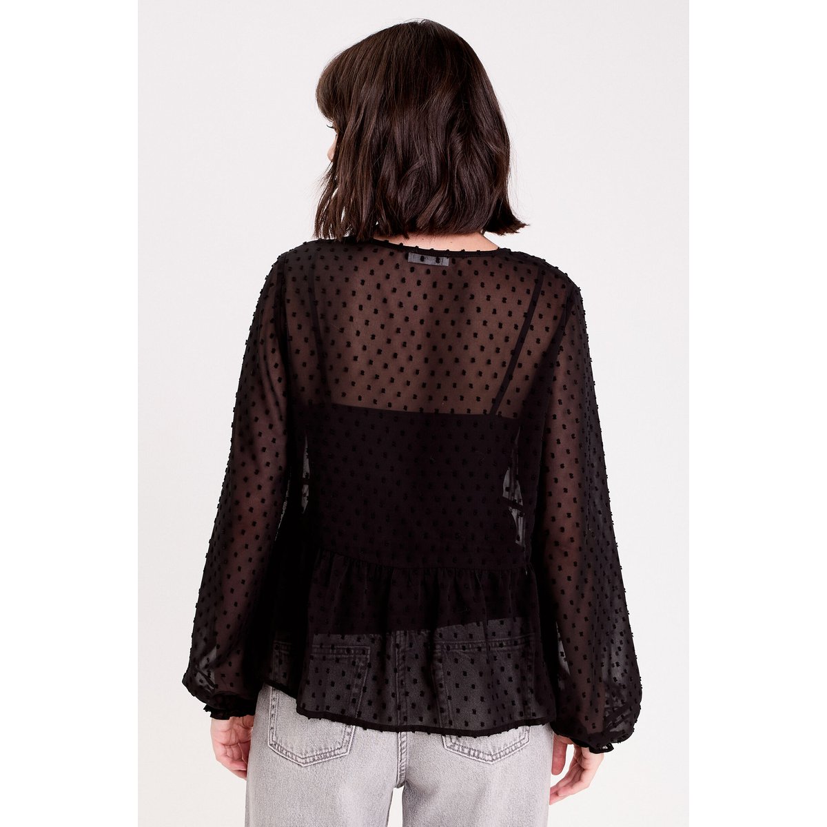 Blouse courte droite col v noir, CACHE CACHE