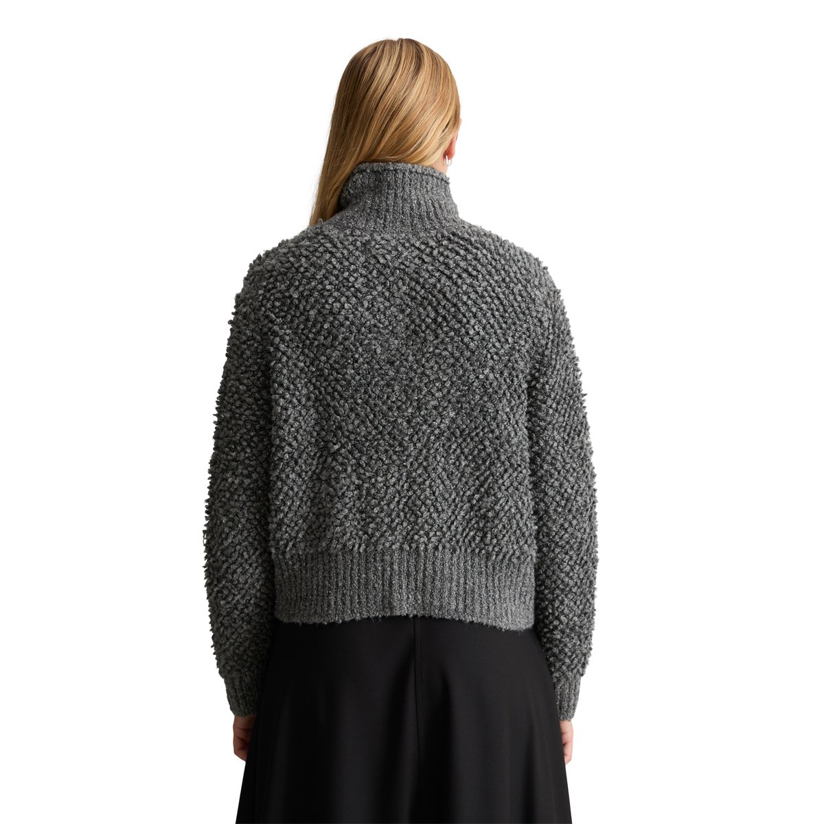 Cardigan oversize en bouclé Bubble en mélange de coton, laine vierge et viscose gris, MARC O’POLO DENIM