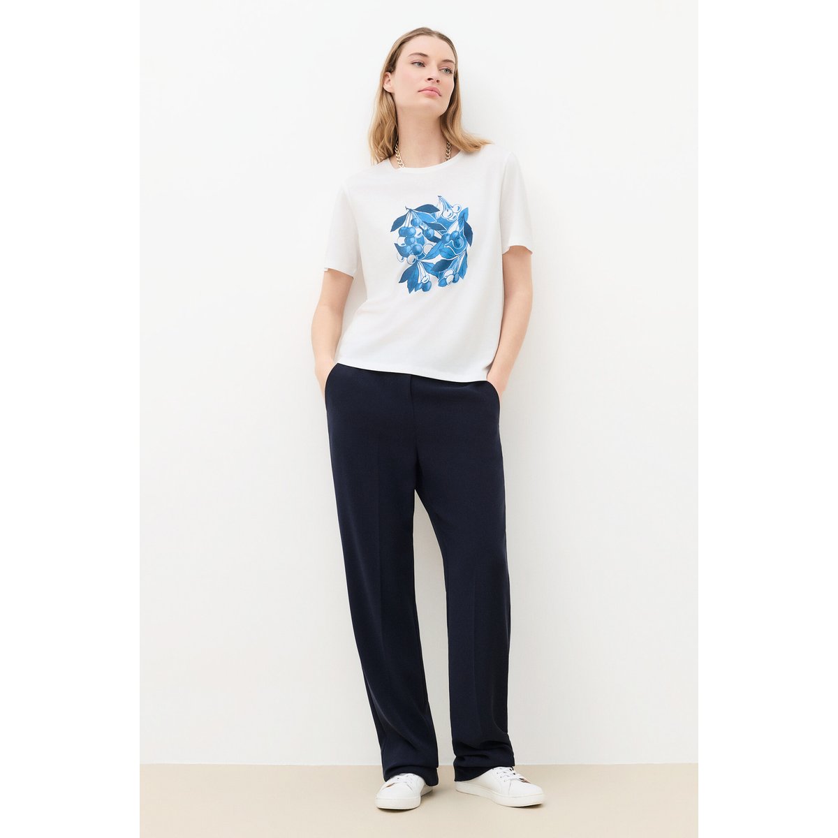 T-shirt droit col rond T-SHIRT TIM-CHERRY bleu foncé, CAROLL