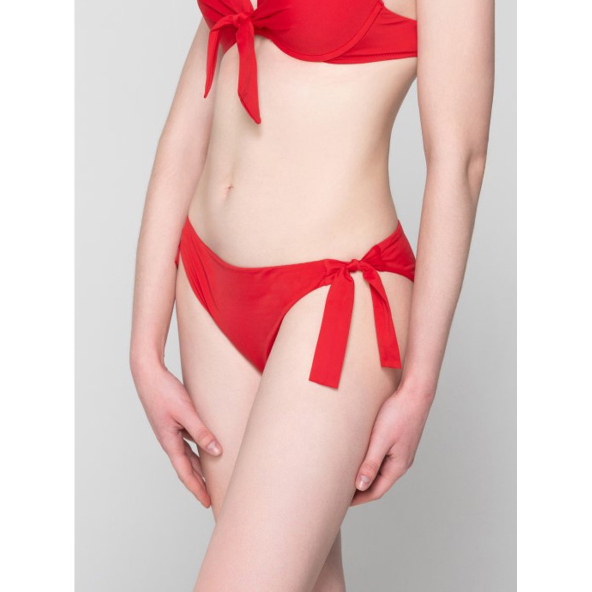 Bas maillot slip de bain taille basse à nouettes ARISTA rouge, LUNA SPLENDIDA