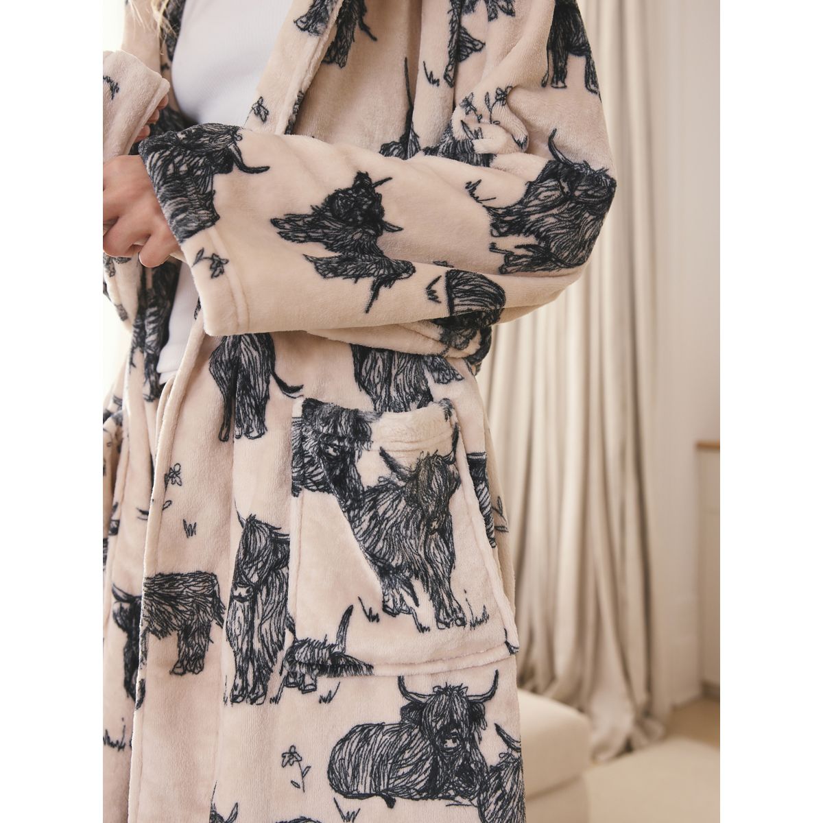 Peignoir ultra-doux crème hamish la vache des highlands, NEXT