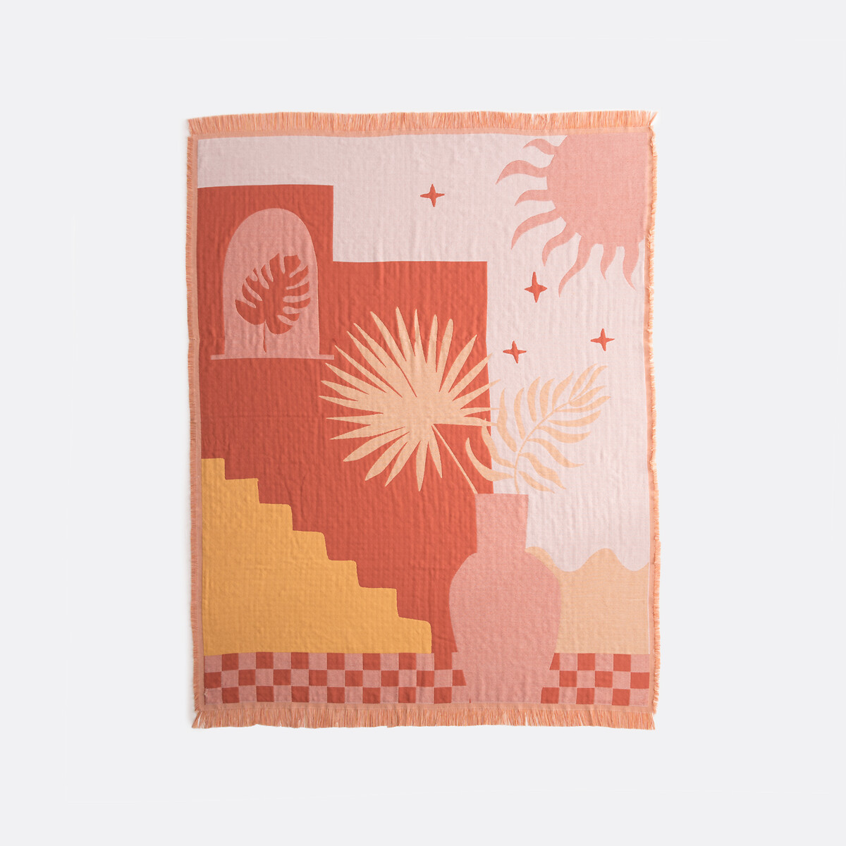 Plaid jacquard frangé, Santorin multicolore, LA REDOUTE INTERIEURS