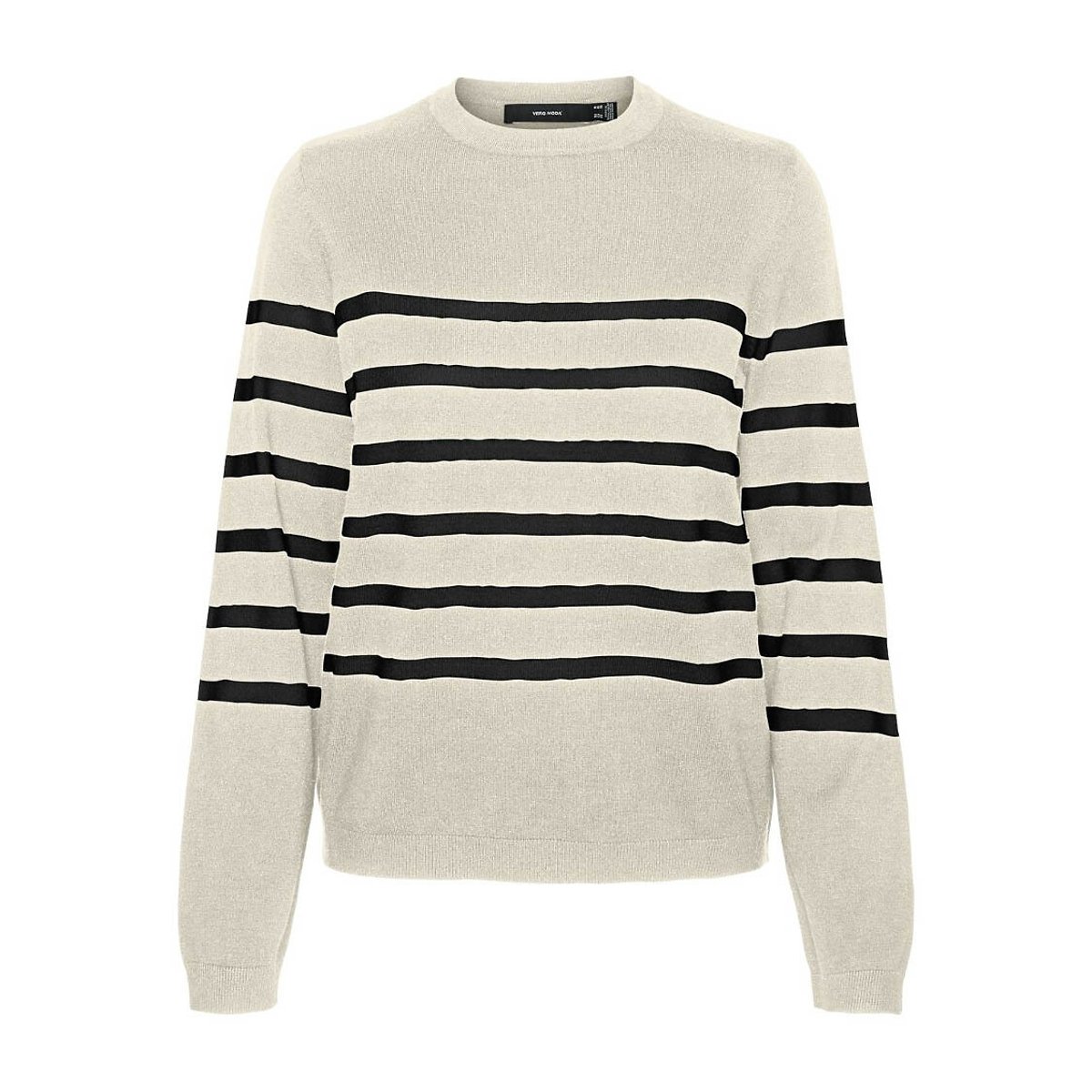 Pull col rond à rayures rayé noir, VERO MODA