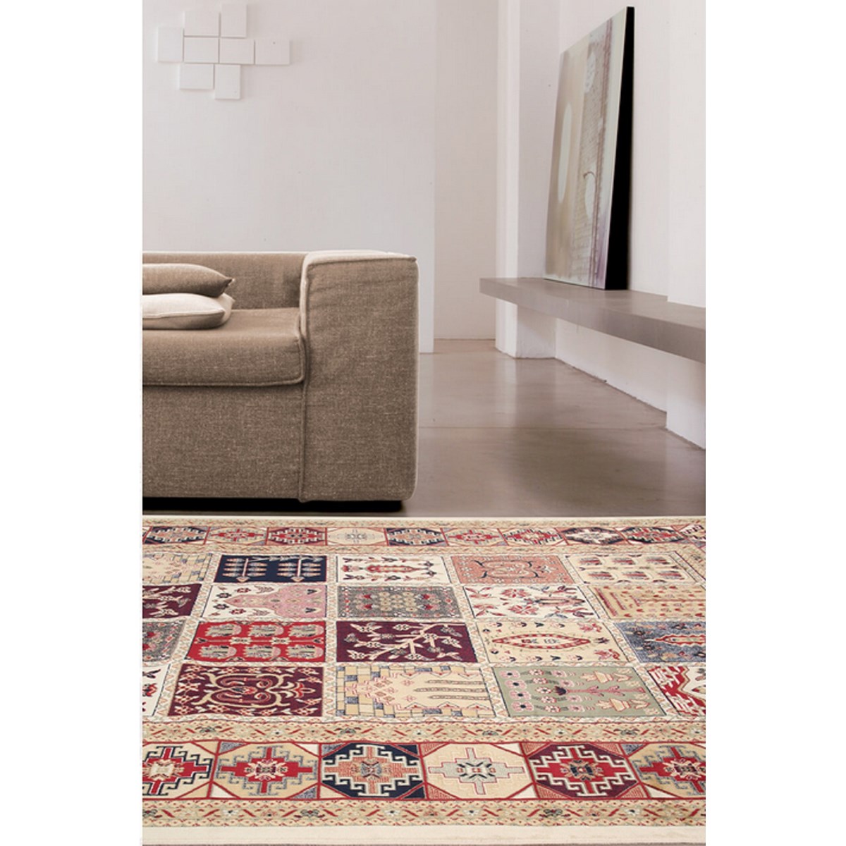 Tapis salon et chambre fait main style oriental  à franges FARSH multicolore, NOVATREND