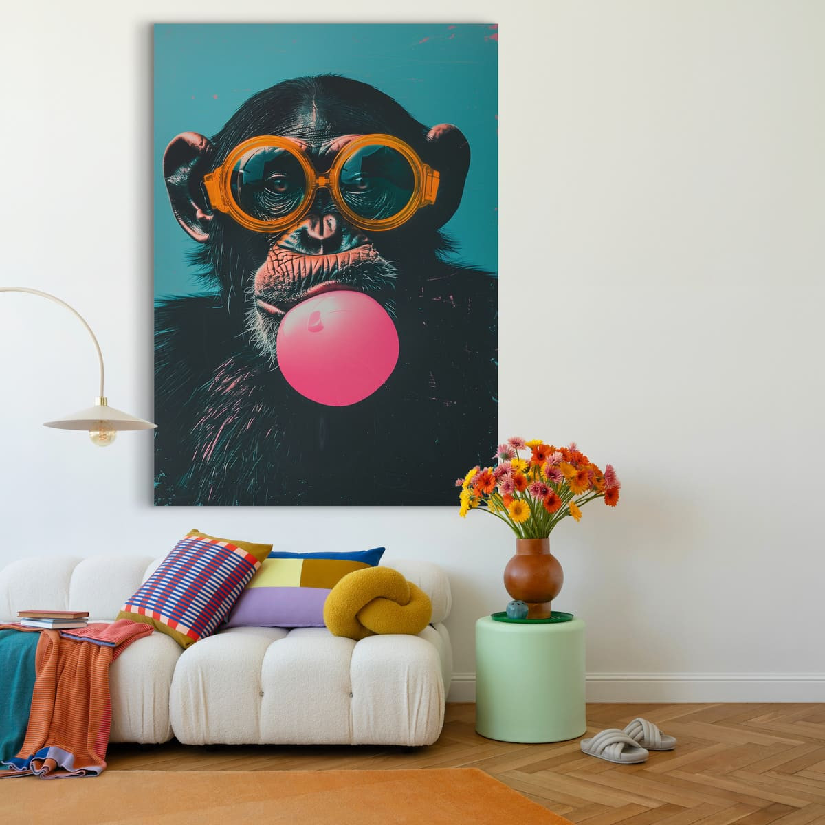 Tableau Mural Portrait Chimpanzé Pop Art ANIMAUX HUMANISÉS tableau en verre synthétique, CEANOTHE
