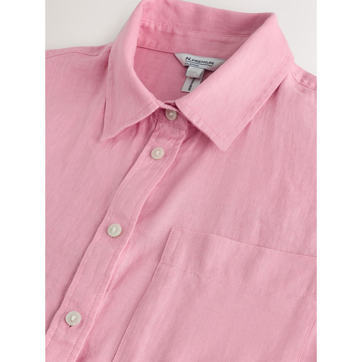 Chemise droite lin n. premium rose poussiéreux, NEXT