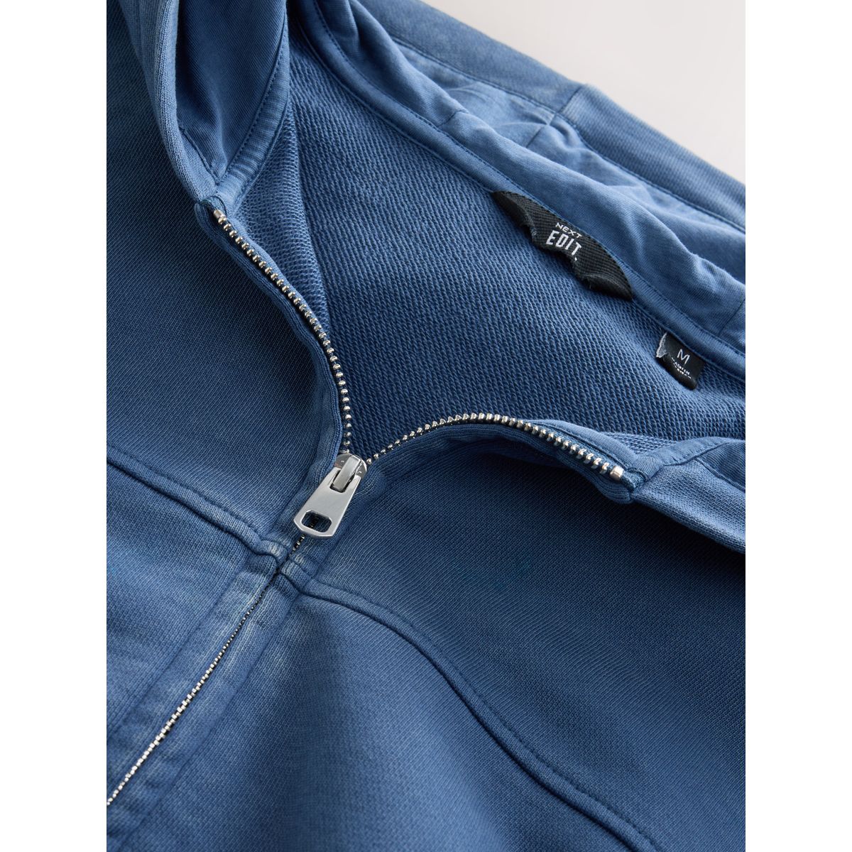 Sweat à capuche zippé décontracté en jersey bleu, NEXT