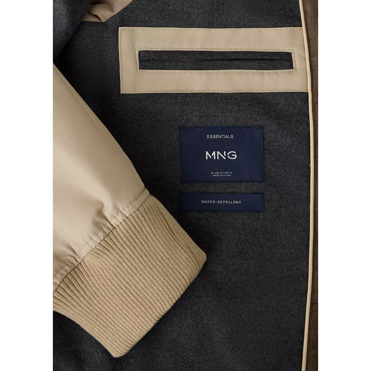 Blouson coton mélangé déperlant sable, MANGO MAN