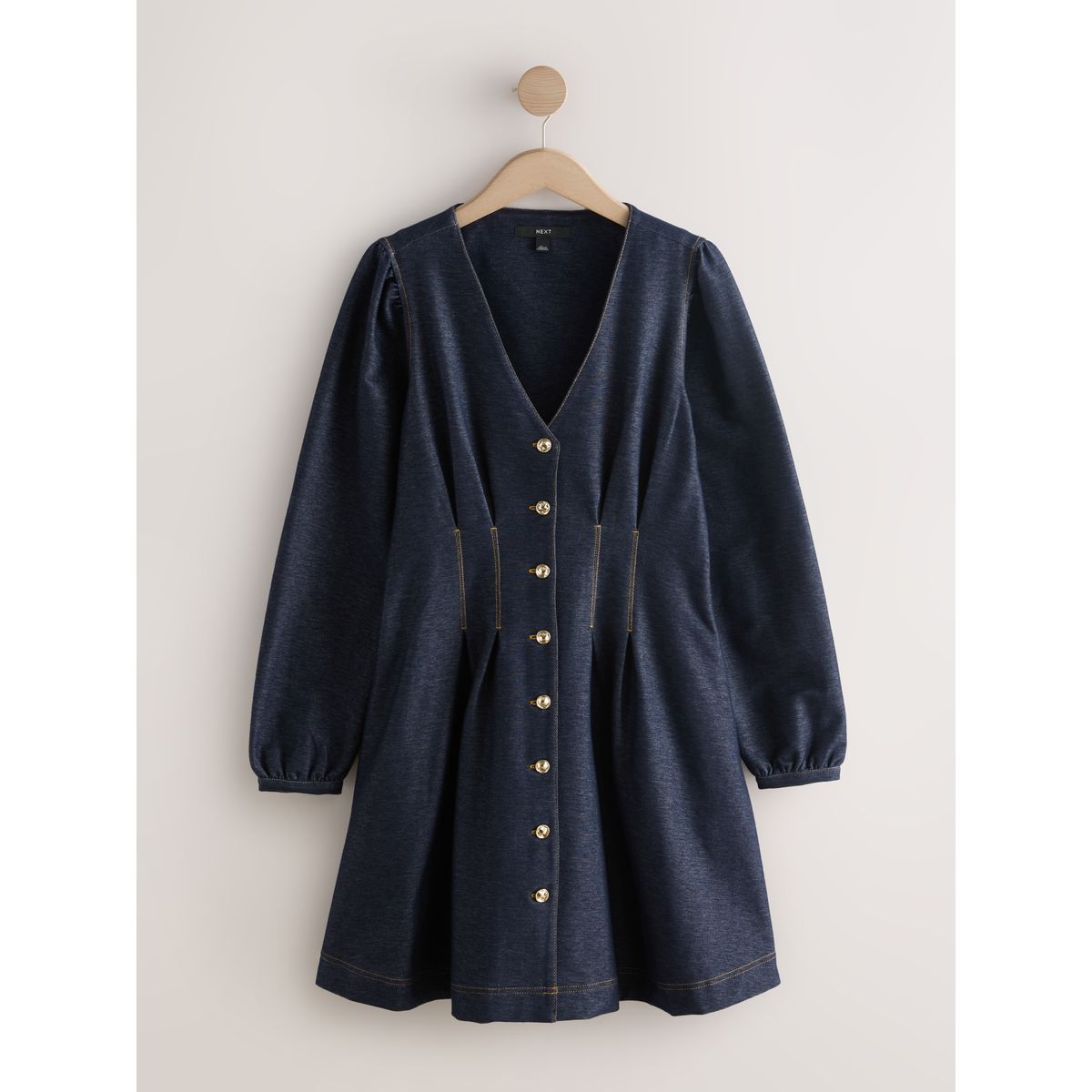Robe courte cintrée aspect denim bleu foncé, NEXT