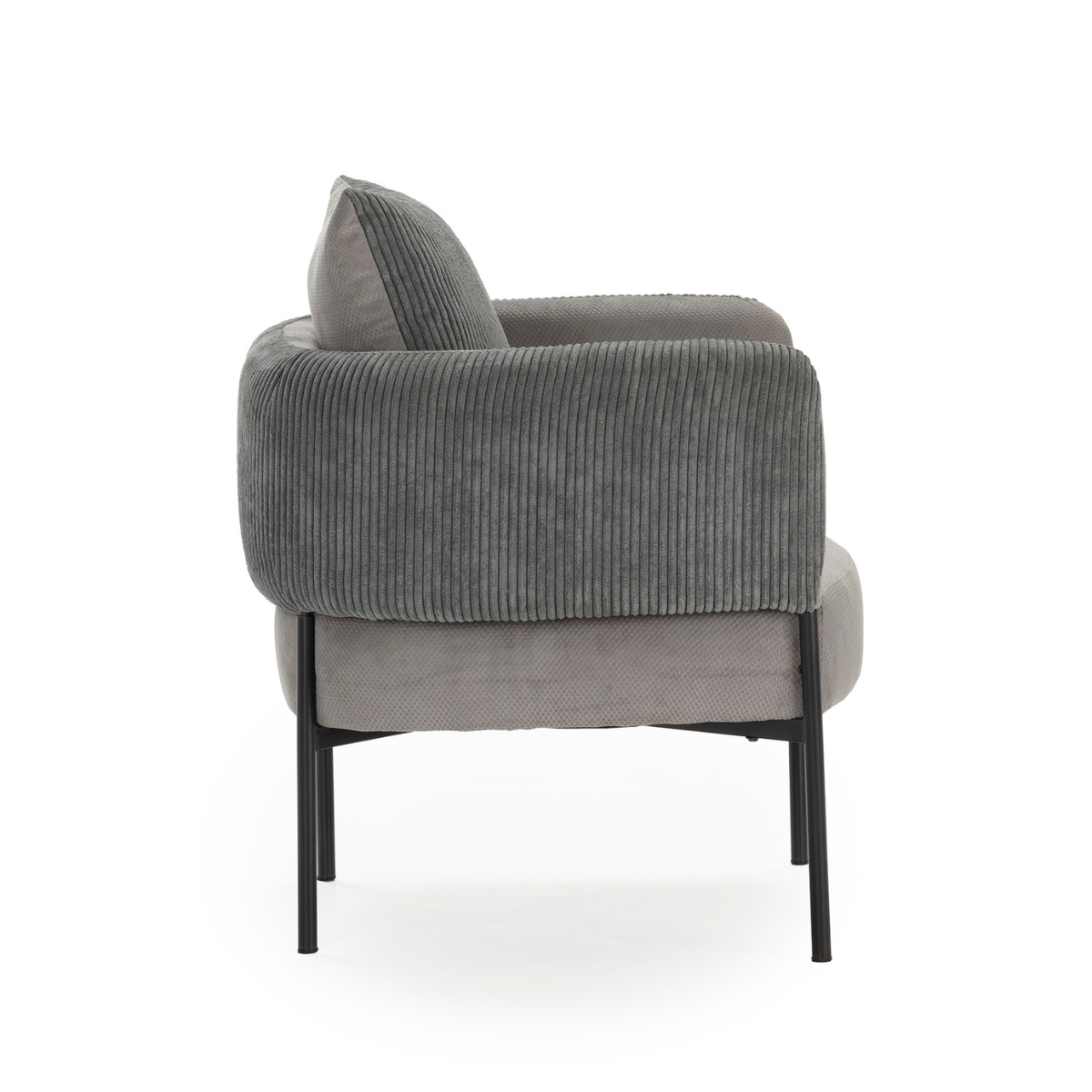 Fauteuil en tissu avec pieds en métal noir L73 cm - ARUNI gris clair, CALICOSY