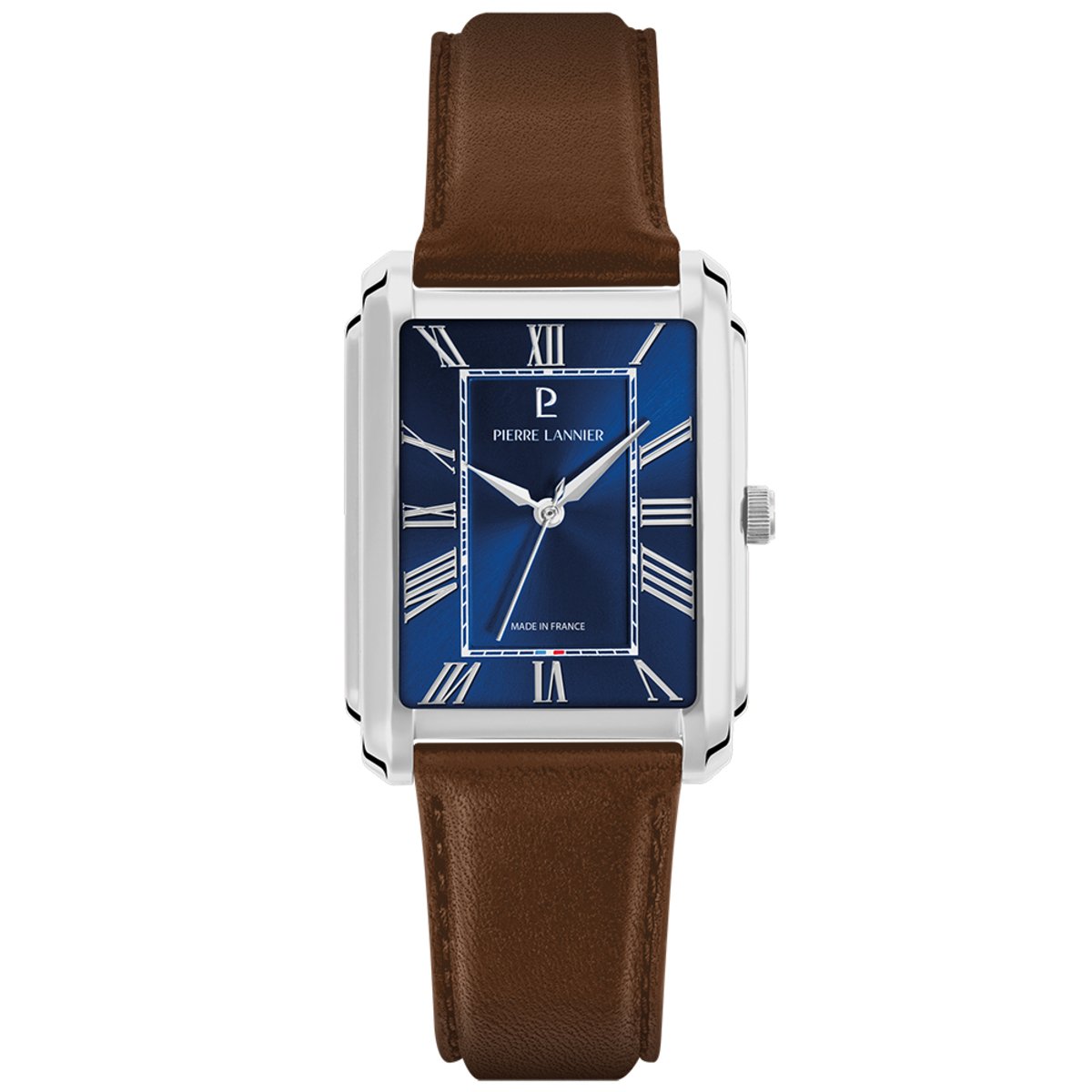 Montre Analogique  EMPIRE argenté bleu marron, PIERRE LANNIER