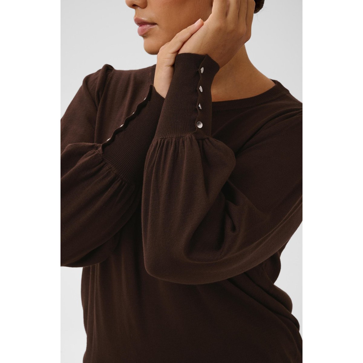 Pullover tricoté marron coffee bean, KAFFE CURVE