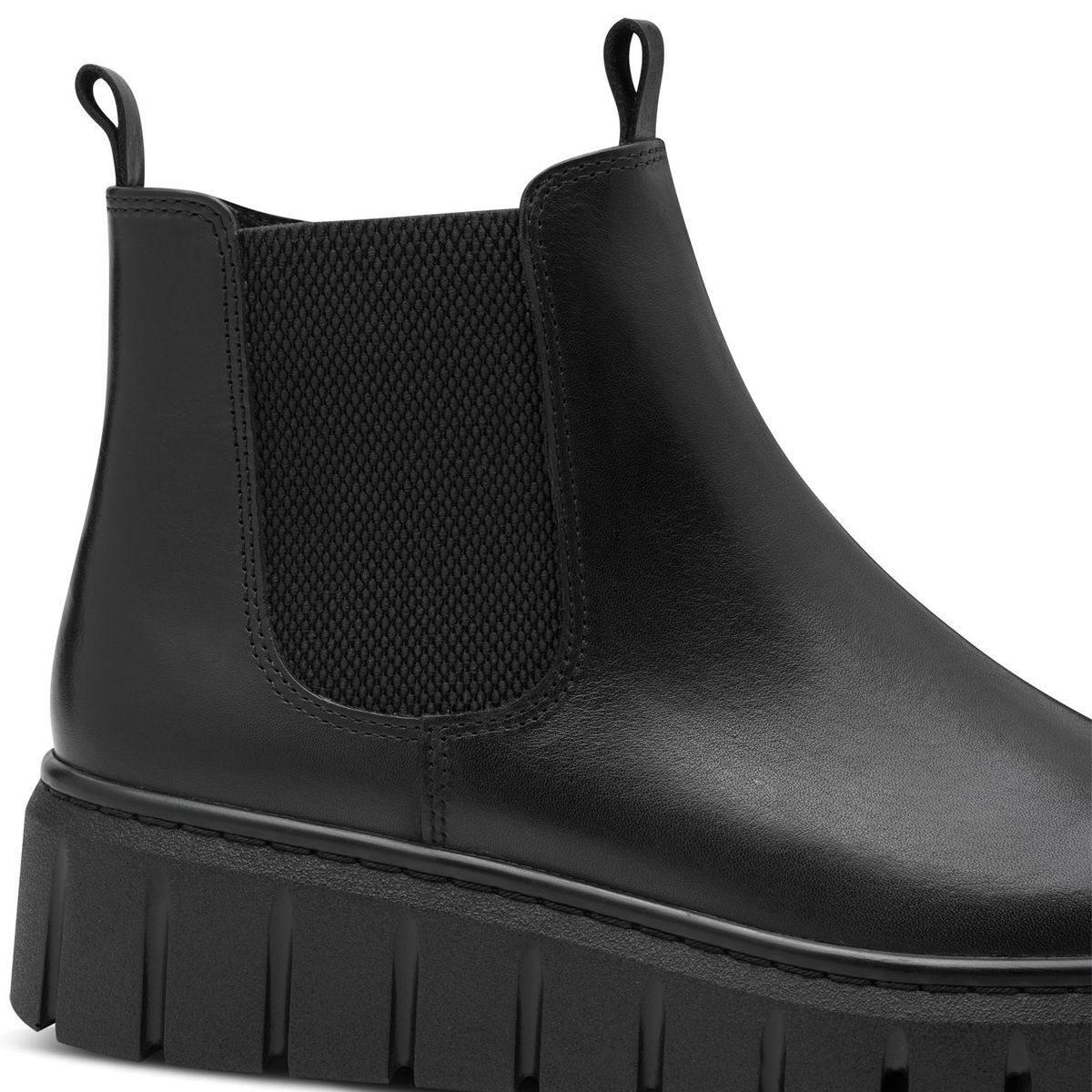Bottine Chelsea en cuir noir, MARCO TOZZI