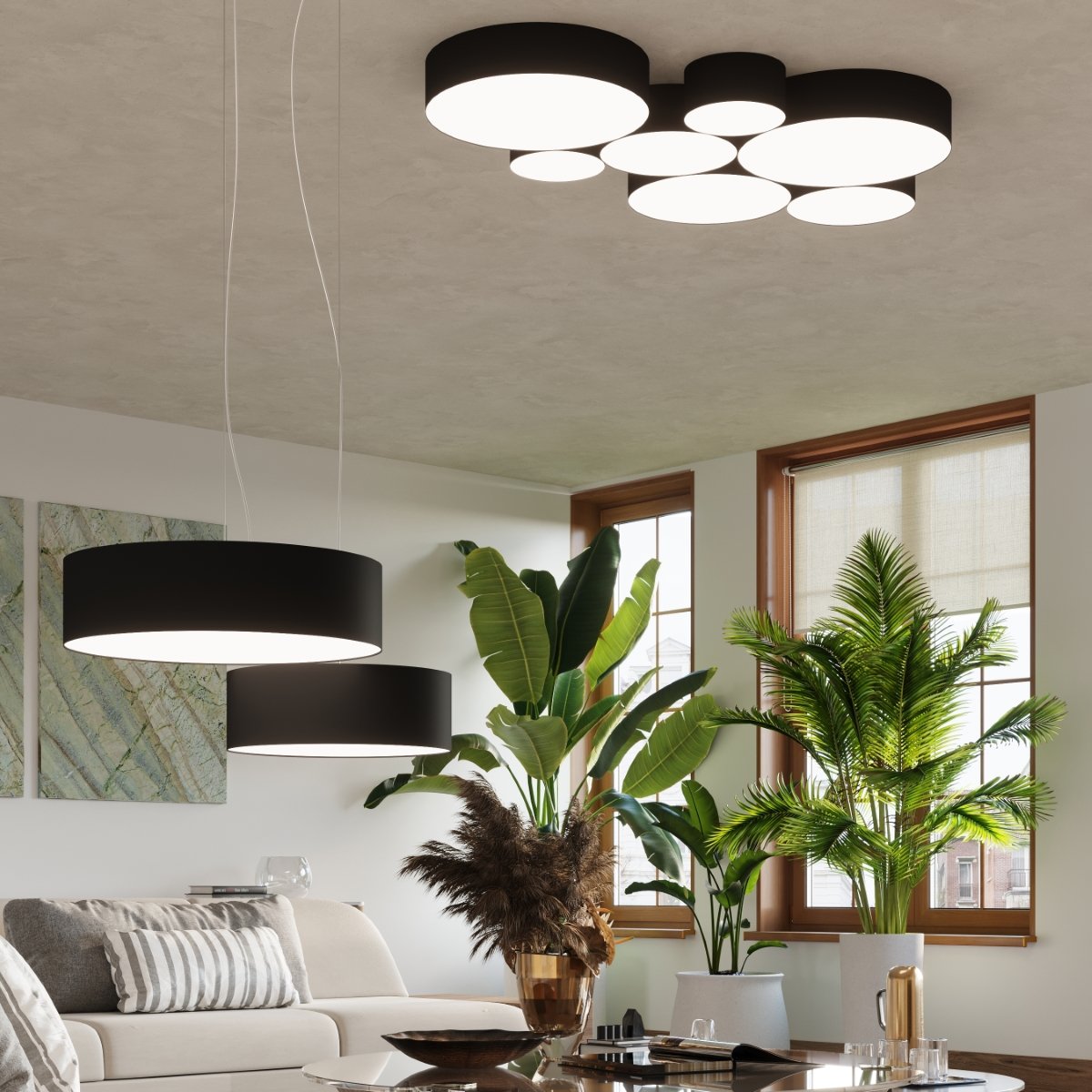 Plafonnier PVC Noir E27 1 Arena noir, EDEN