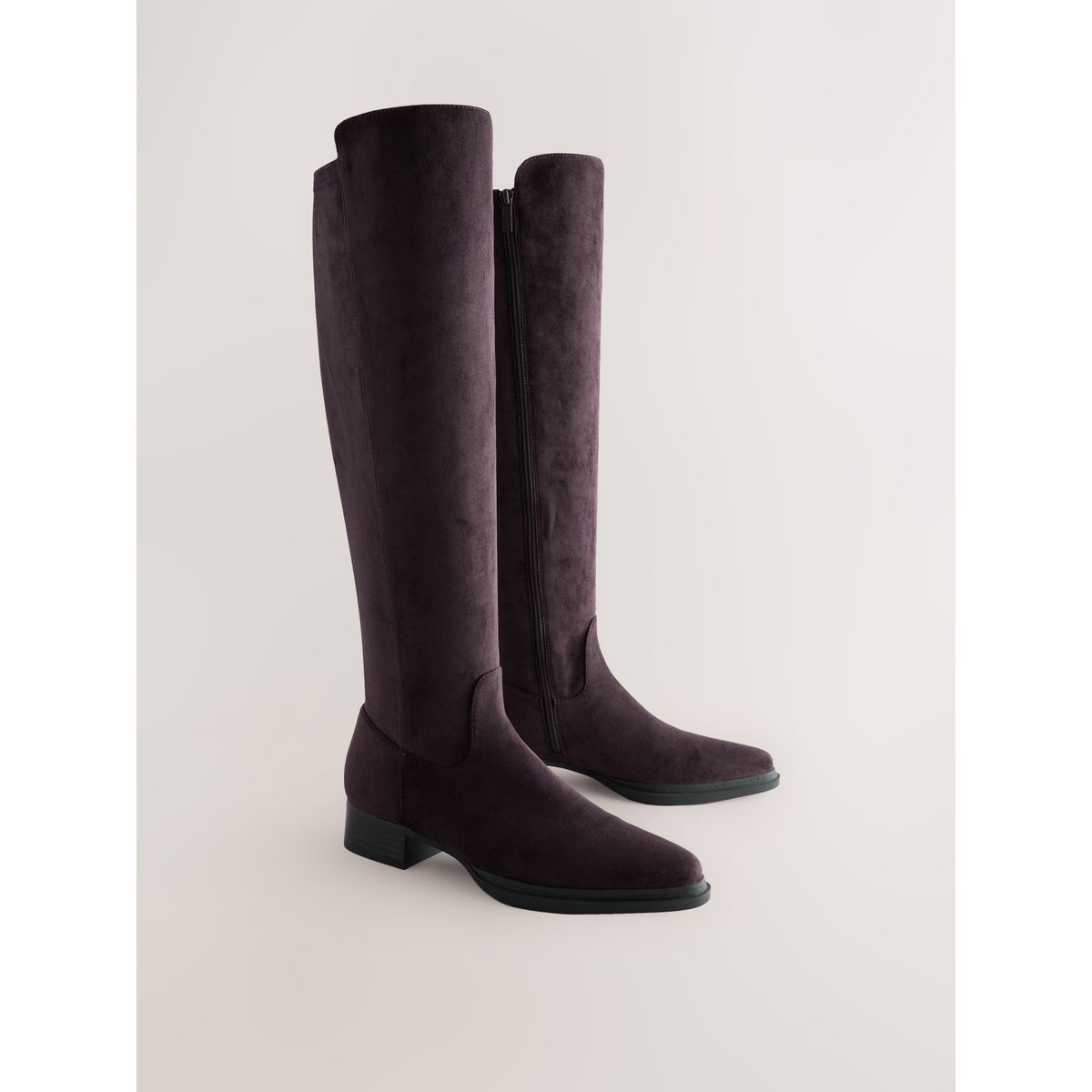 Bottes souples hauteur genou à bout ciselé marron chocolat, NEXT
