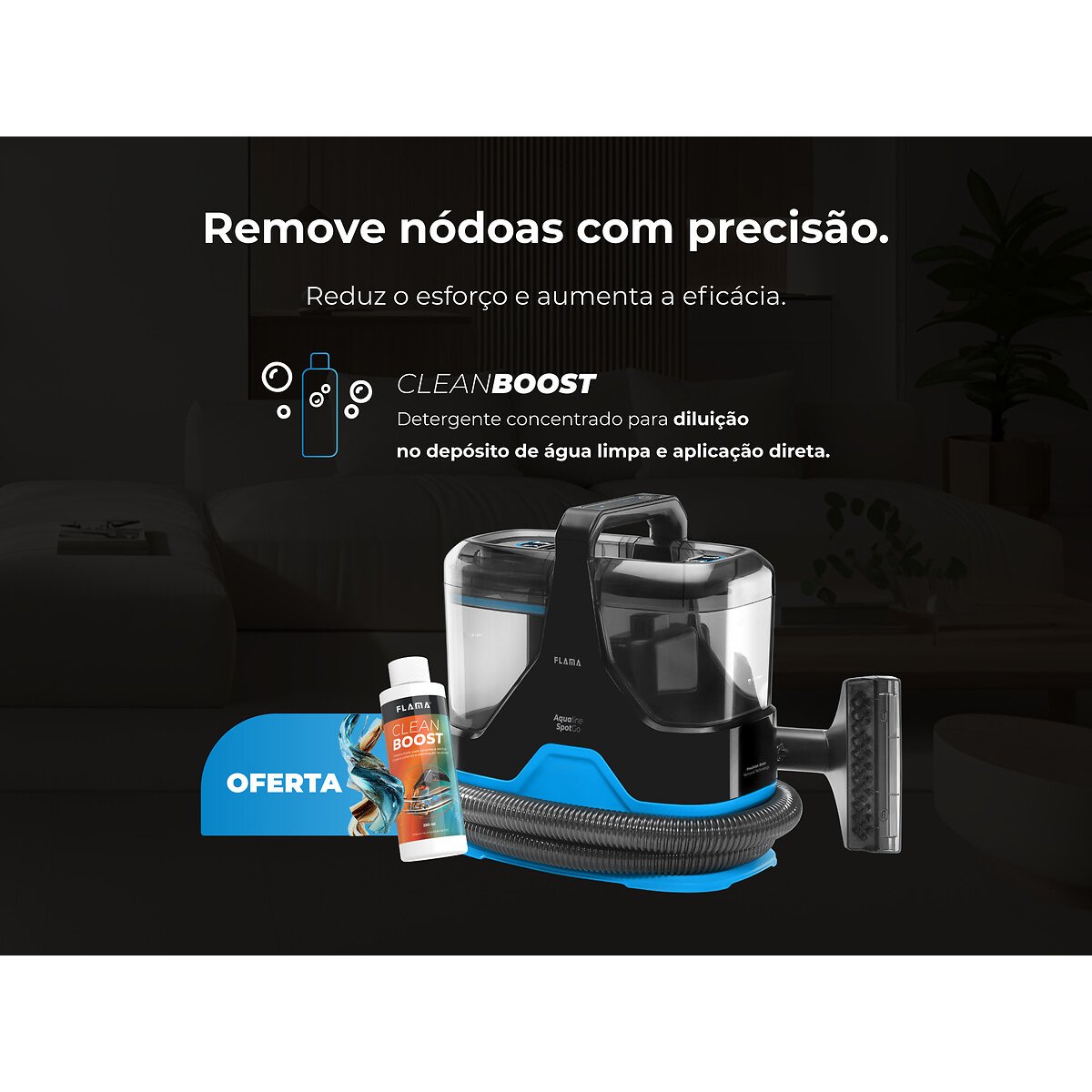 Máquina de Limpeza Aqualine SpotGo 1695FL, FLAMA preto/azul, FLAMA