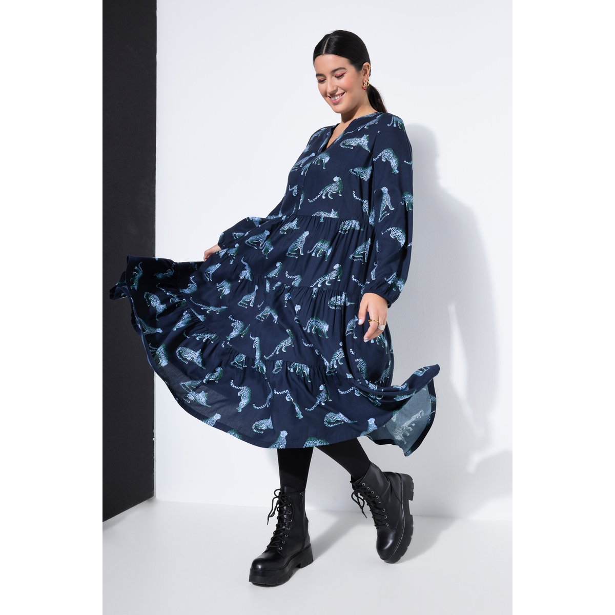 Robe maxi avec volants marine, STUDIO UNTOLD