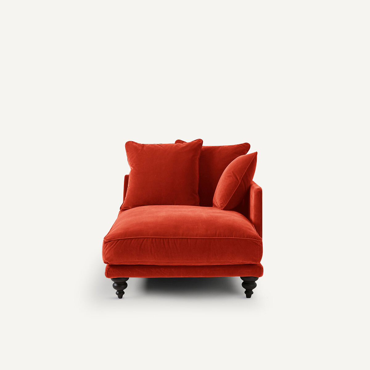 Longchair in fluweel, Lazare cinaberrood, AM.PM