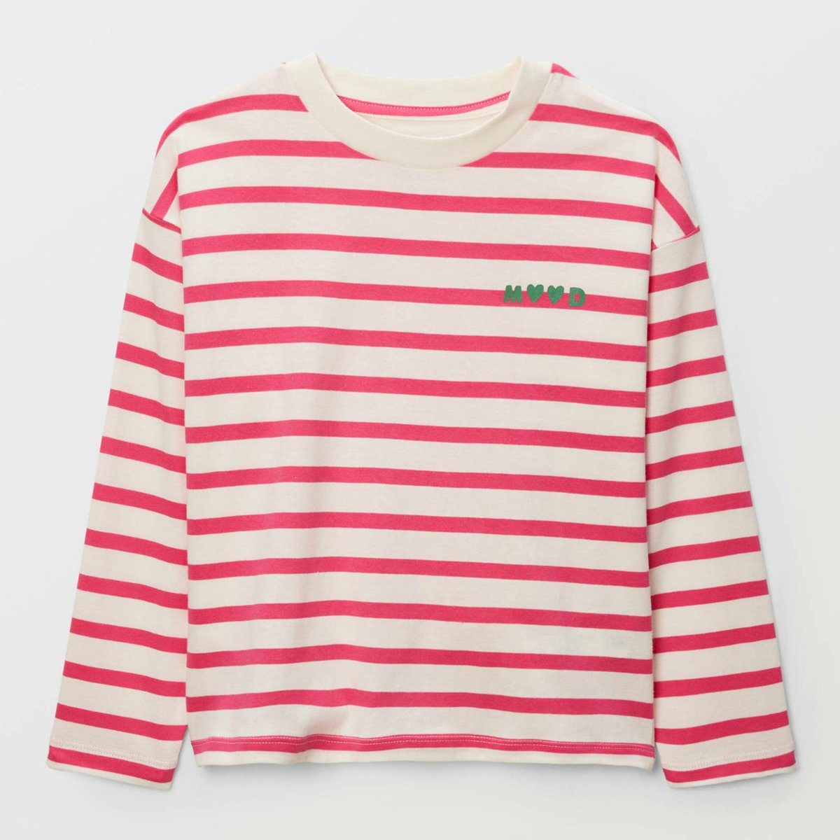 T-shirt à inscription rayé en coton BIO GOTS fluo rose, MONOPRIX