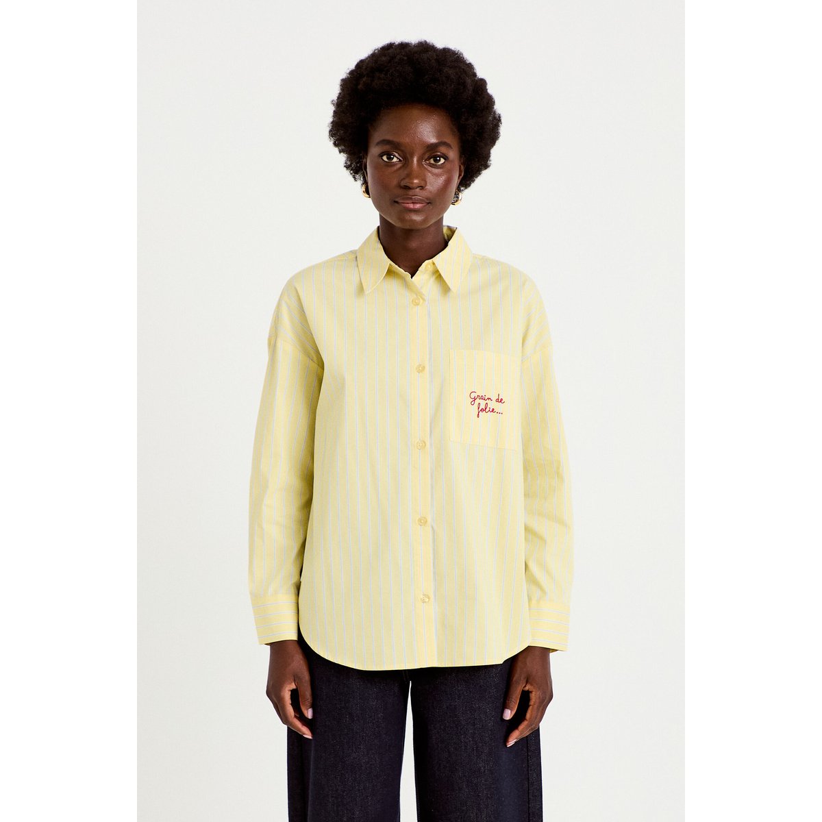 Chemise oversize manches longues jaune, CACHE CACHE