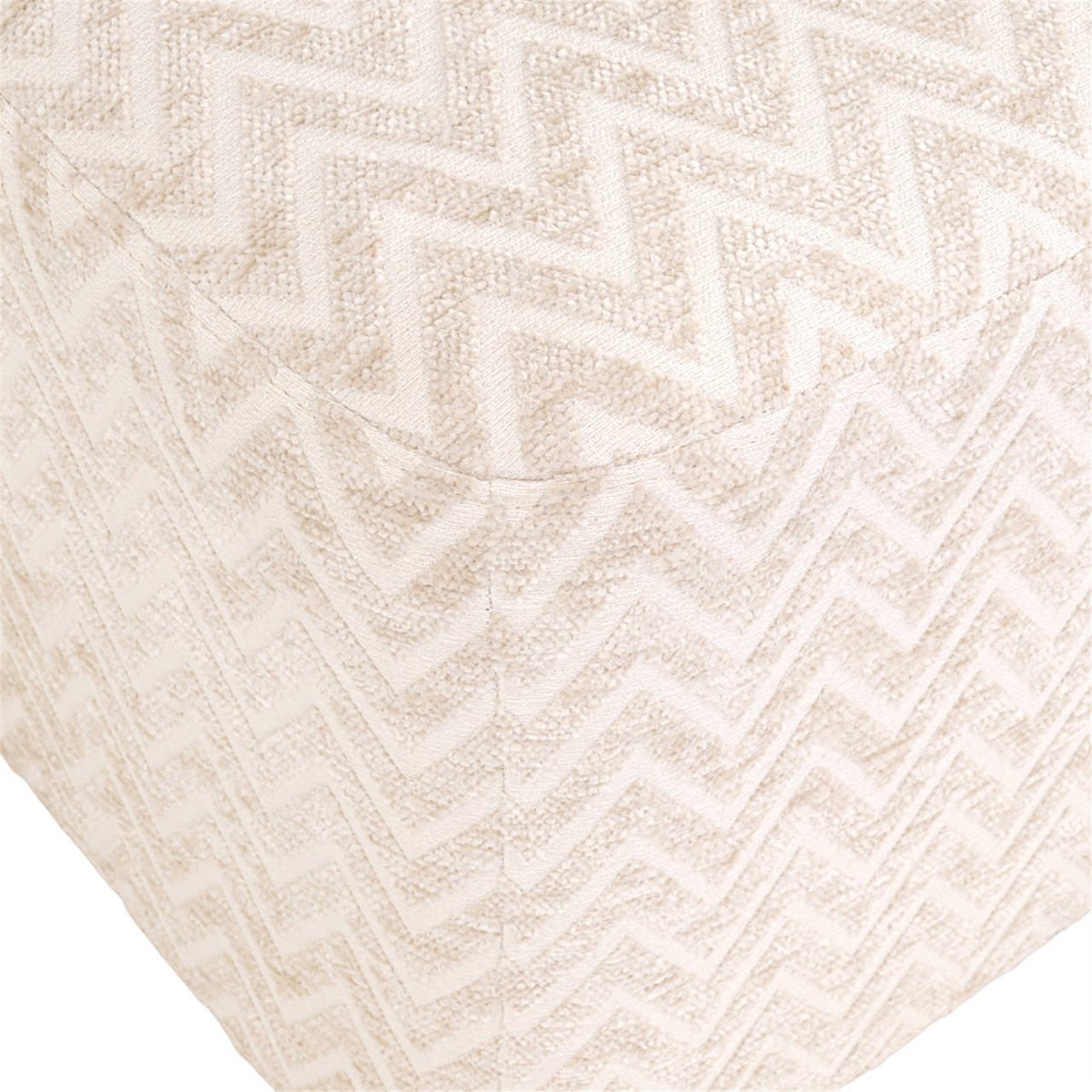 Pouf carré tissé à motif chevron beige chevron, RECOLLECTION
