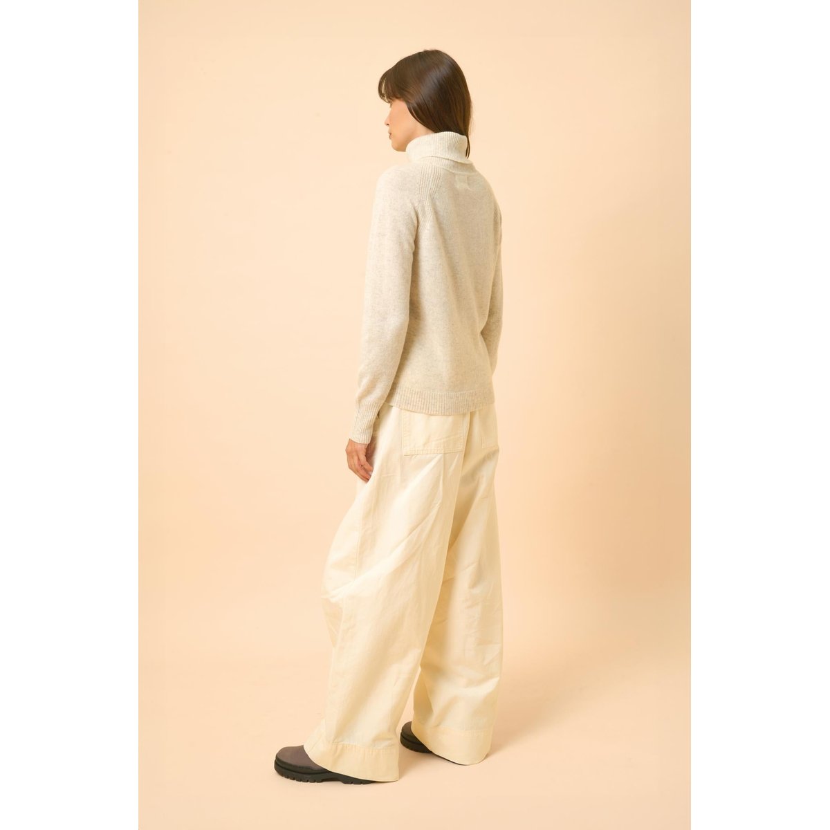 Pull Col Roulé Gris Perle Chiné Lilly gris clair, JUST CASHMERE