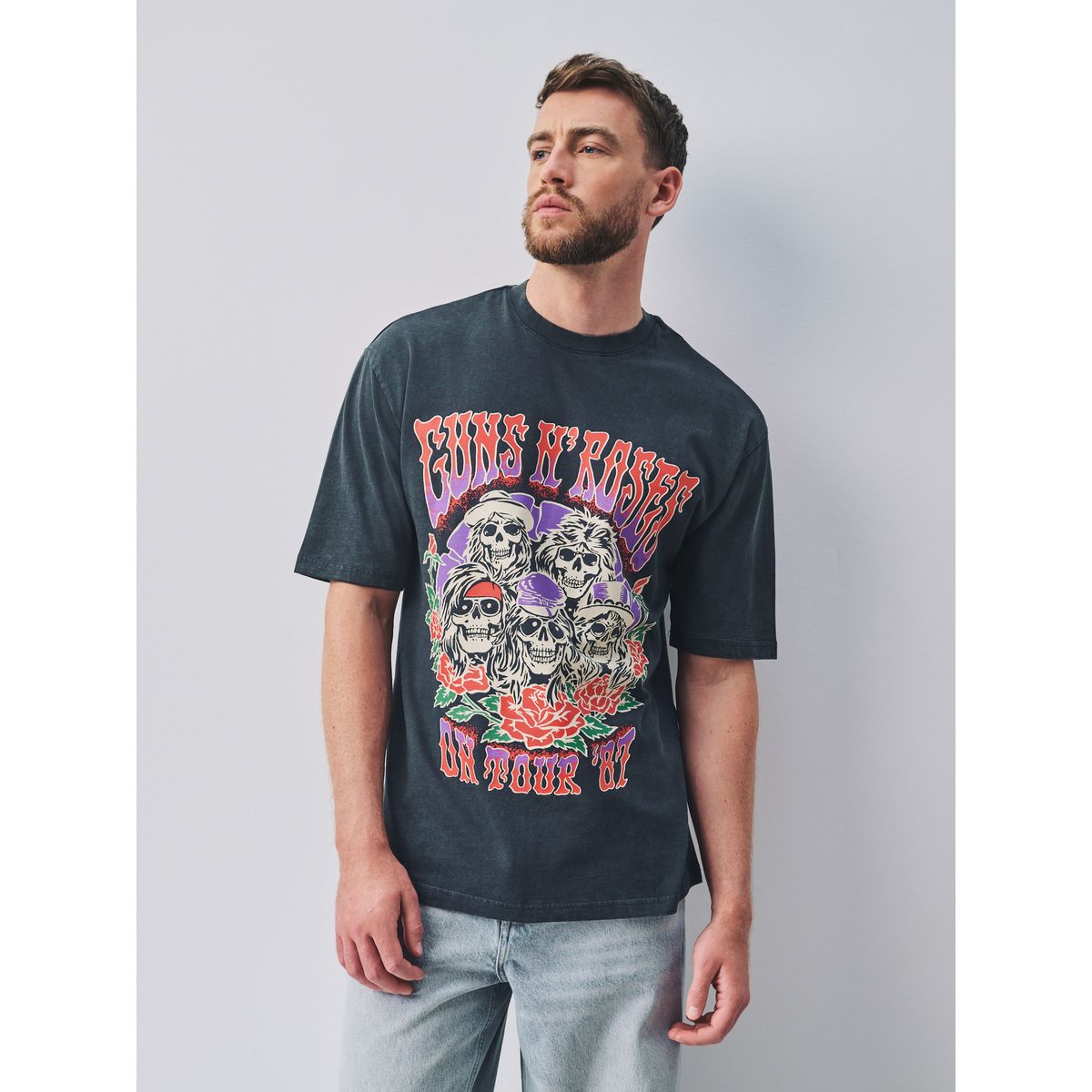 T-shirt à imprimé groupe de musique guns n roses noirs, NEXT