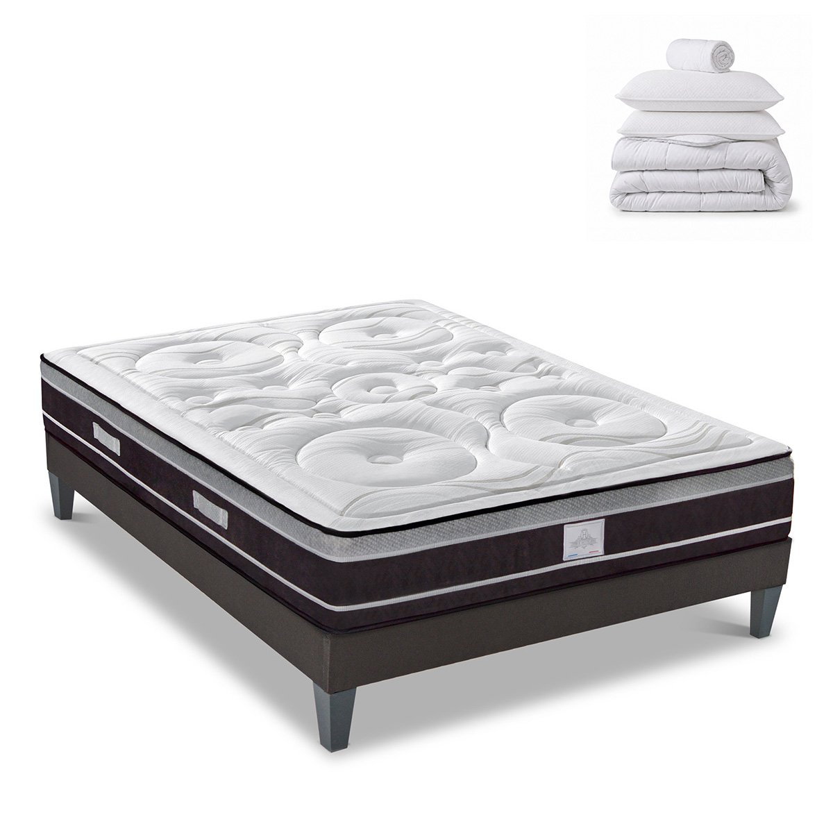 Pack Prêt à dormir DIVIN Matelas Ressorts ensachés + Sommier + Accessoires blanc, HYPSOM