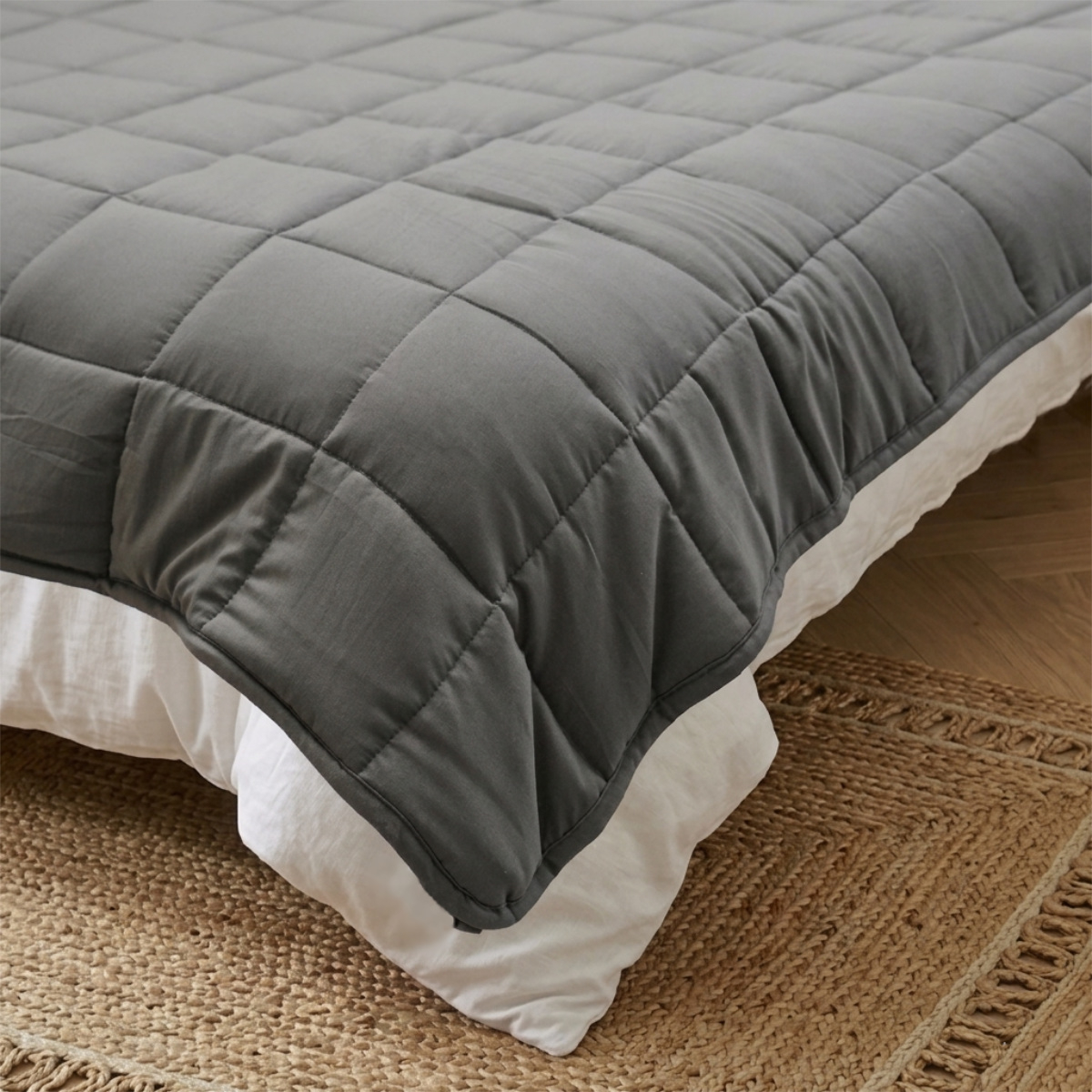 Couette chaude lestée microfibre 7kg gris anthracite, BLEU CALIN