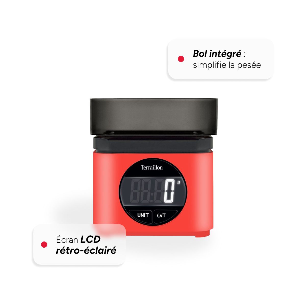 Balance de cuisine BA 22 mythic rouge couleur unique, TERRAILLON