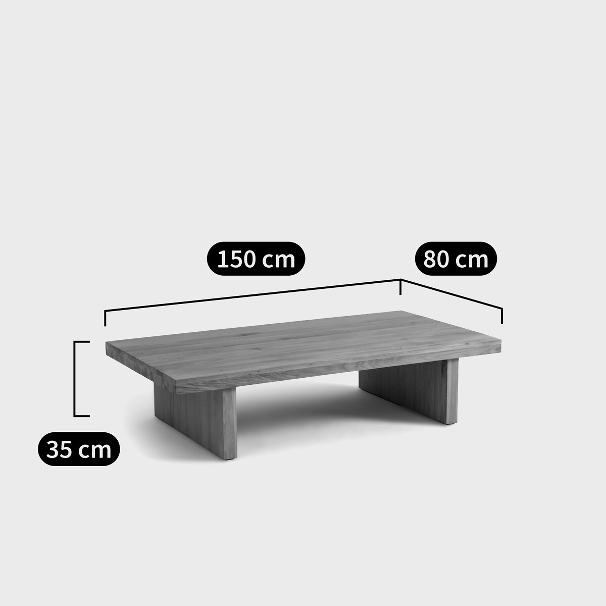 Table basse chêne massif L150 cm, Vova chêne, LA REDOUTE INTERIEURS