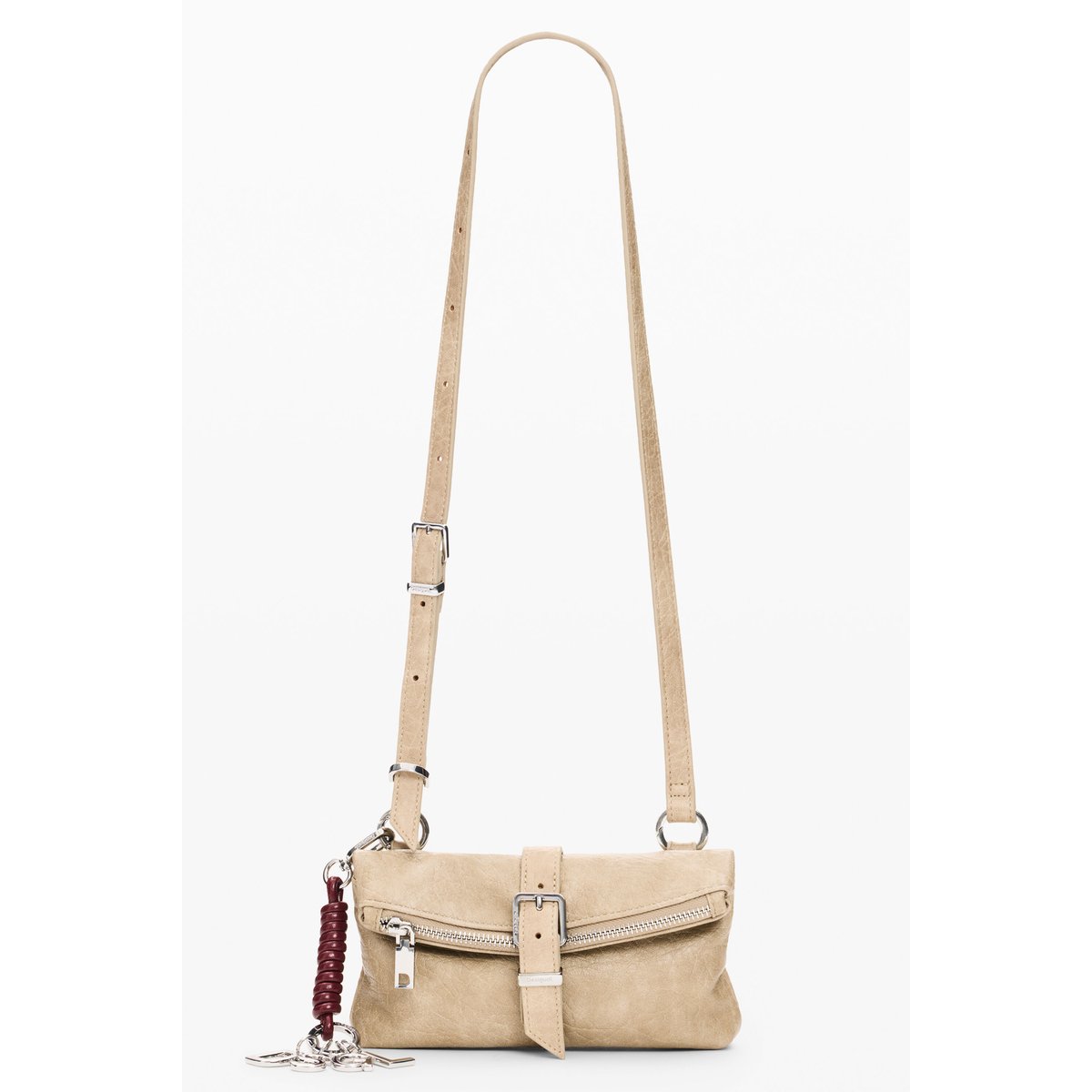 Grand portefeuille bandoulière beige, DESIGUAL