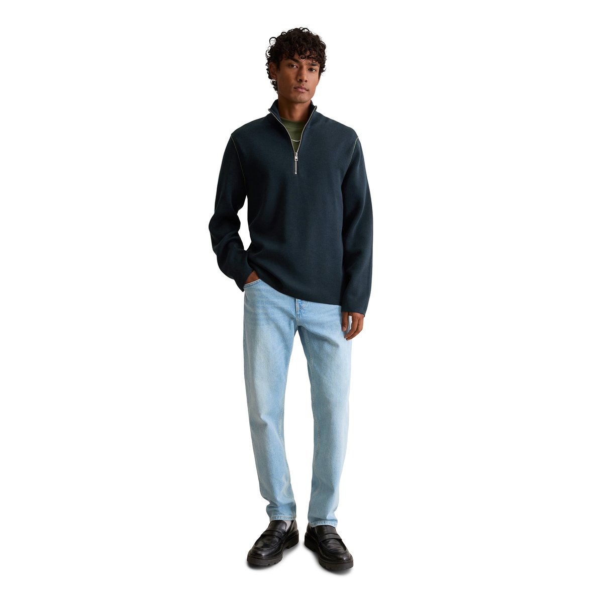 Troyer relaxed en mélange de coton bio et de lyocell de haute qualité bleu foncé, MARC O’POLO DENIM