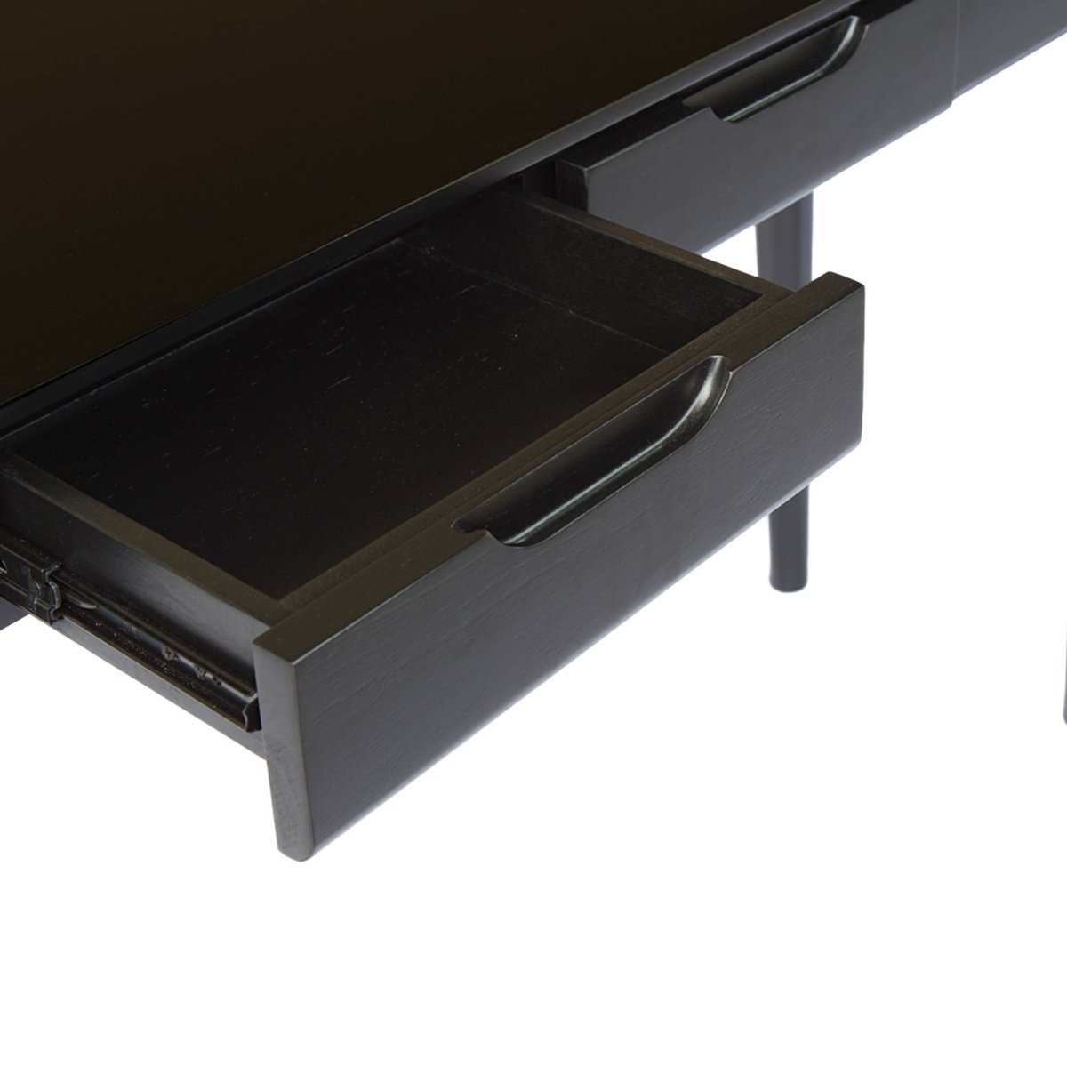 Console bois d'hévéa placage frêne 2 tiroirs ALIENOR noir, SWEEEK