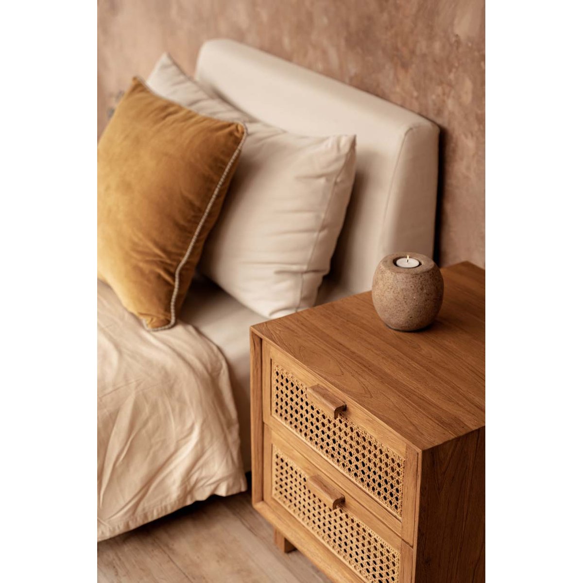 Bougeoir en terre cuite CAVESTONE brun, BAZAR BIZAR