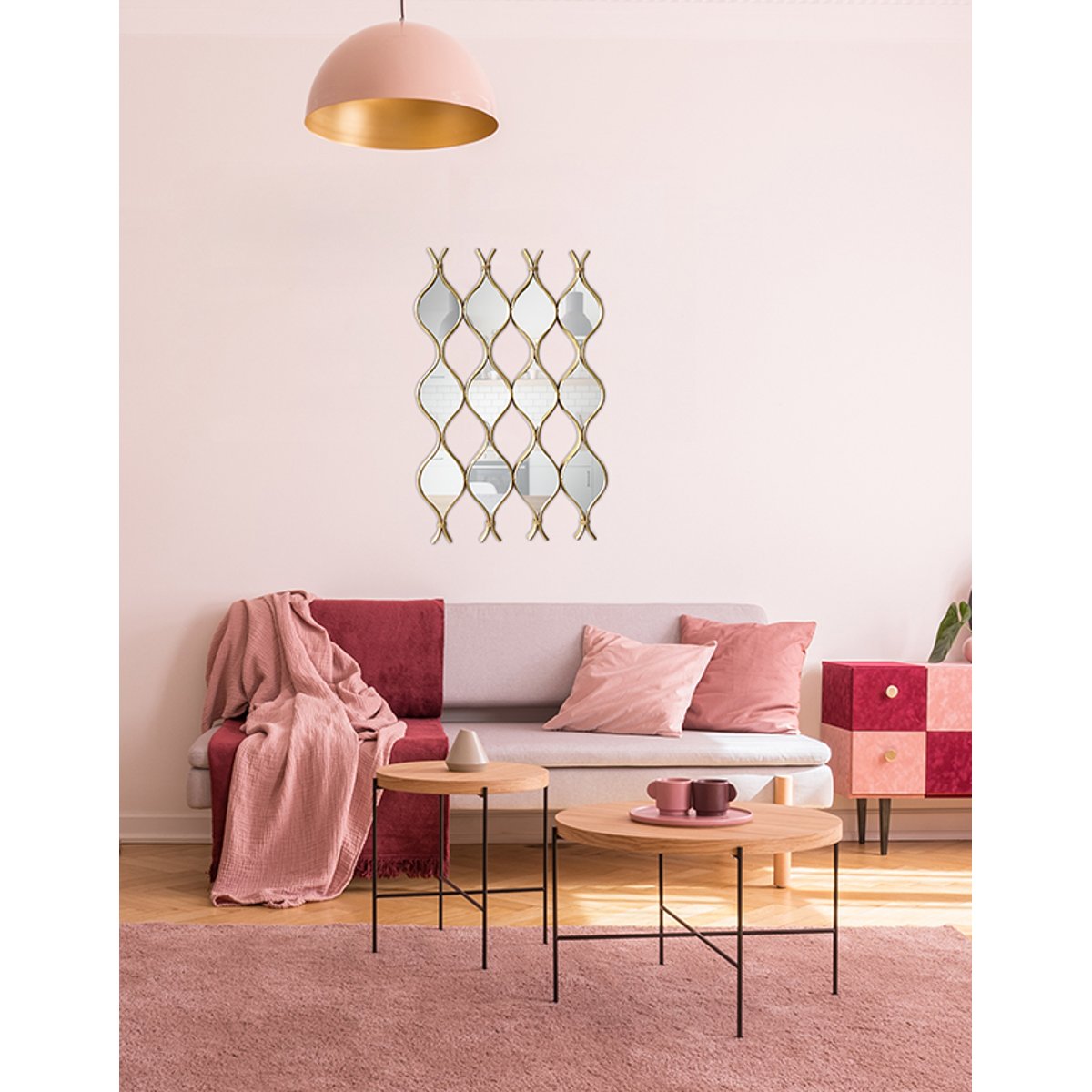 Miroir zig zag en 4 parties métal 96,5x62cm or, EMDE