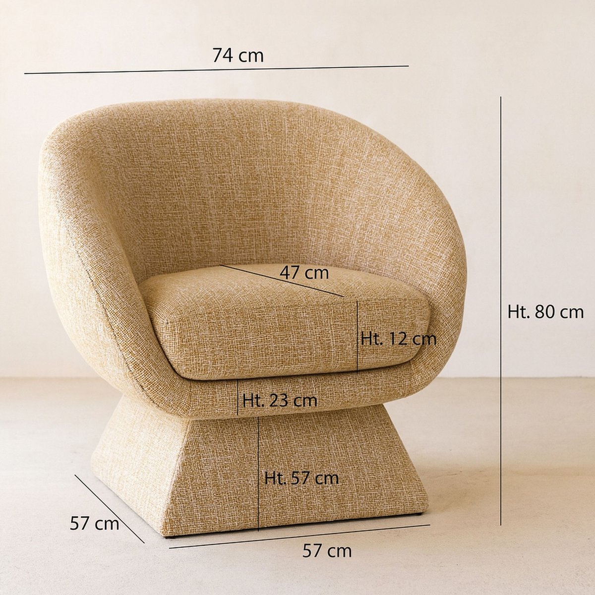 Fauteuil pivotant en tissus, SIXTIES jaune, NOW'S HOME