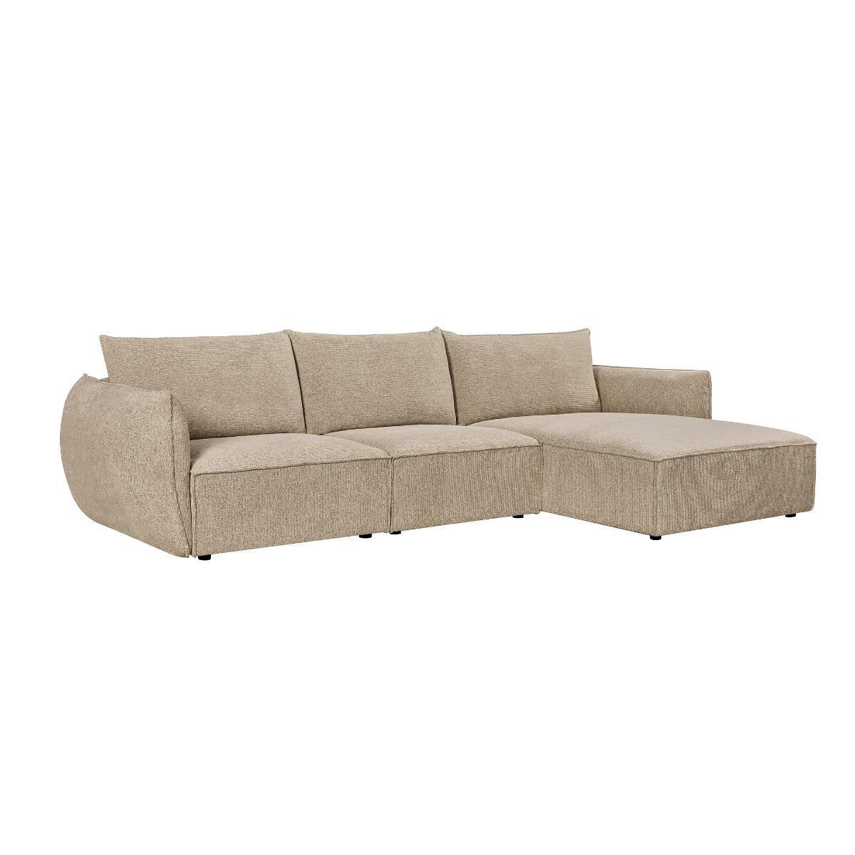Canapé angle en tissu beige, MADE IN MEUBLES