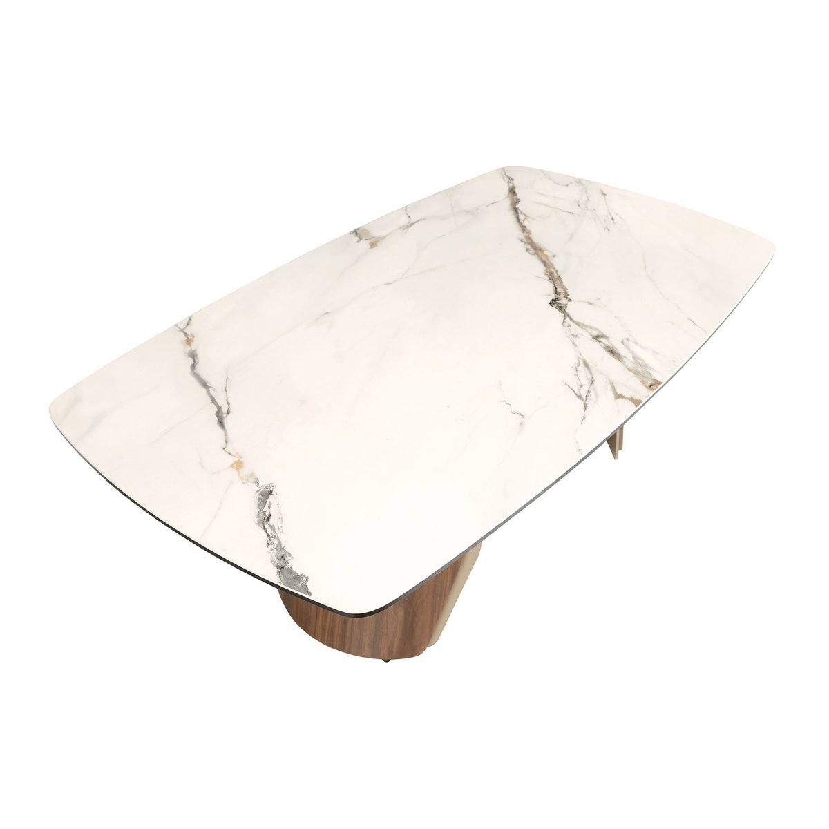 Table basse ovale en marbre porcelainé, acier et bois blanc | sable | noyer, ANGEL CERDA