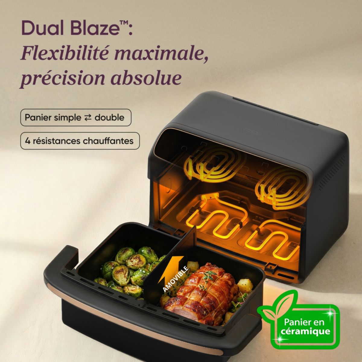 Friteuse sans huile Dual Blaze Twinfry Compact 8.6-L KAAPAFC couleur unique, COSORI