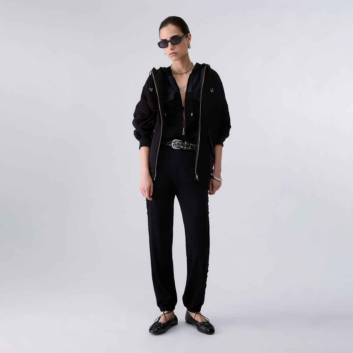 Blouson oversize avec capuche noir, LIU JO