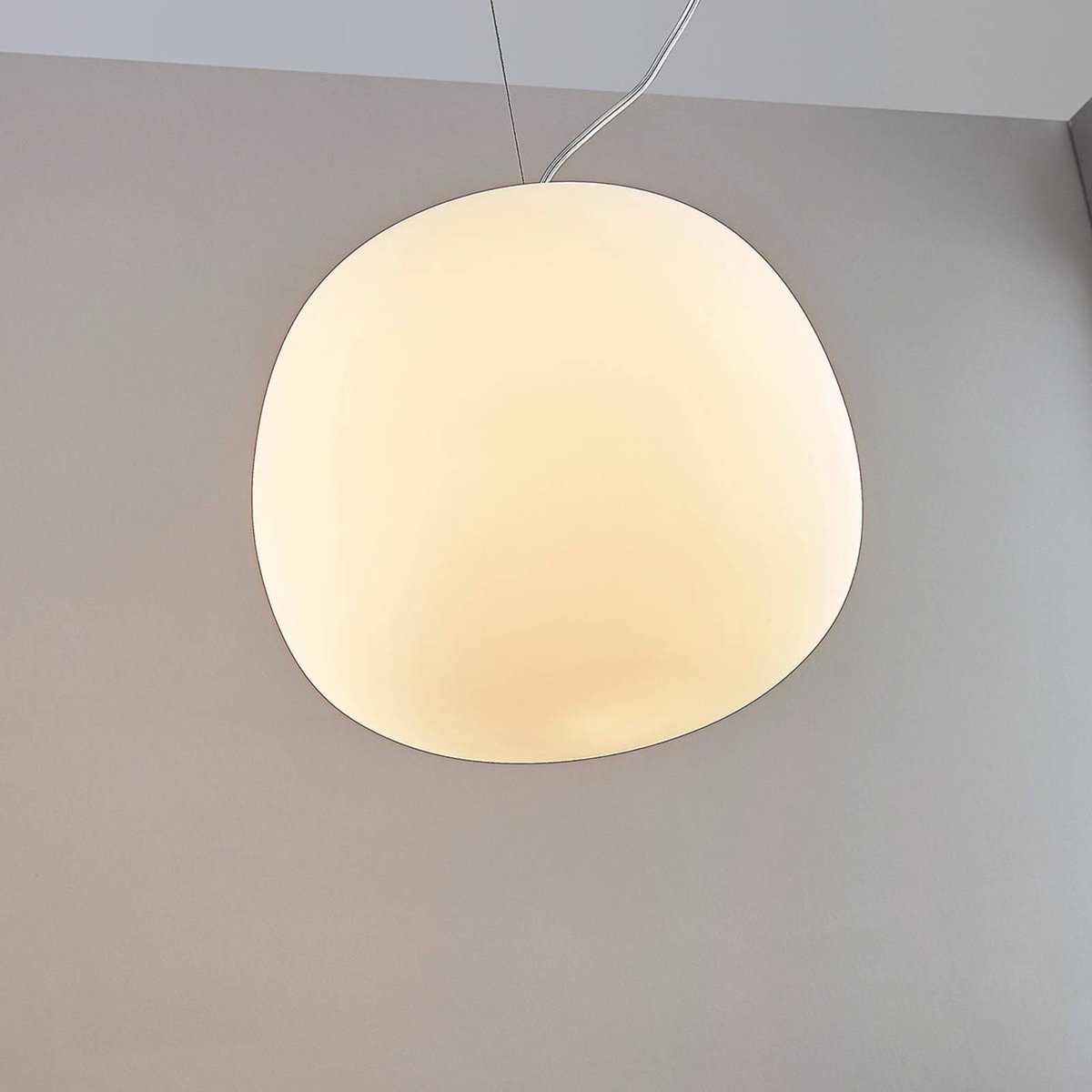 Suspension en verre moderne blanc, chrome, LINDBY