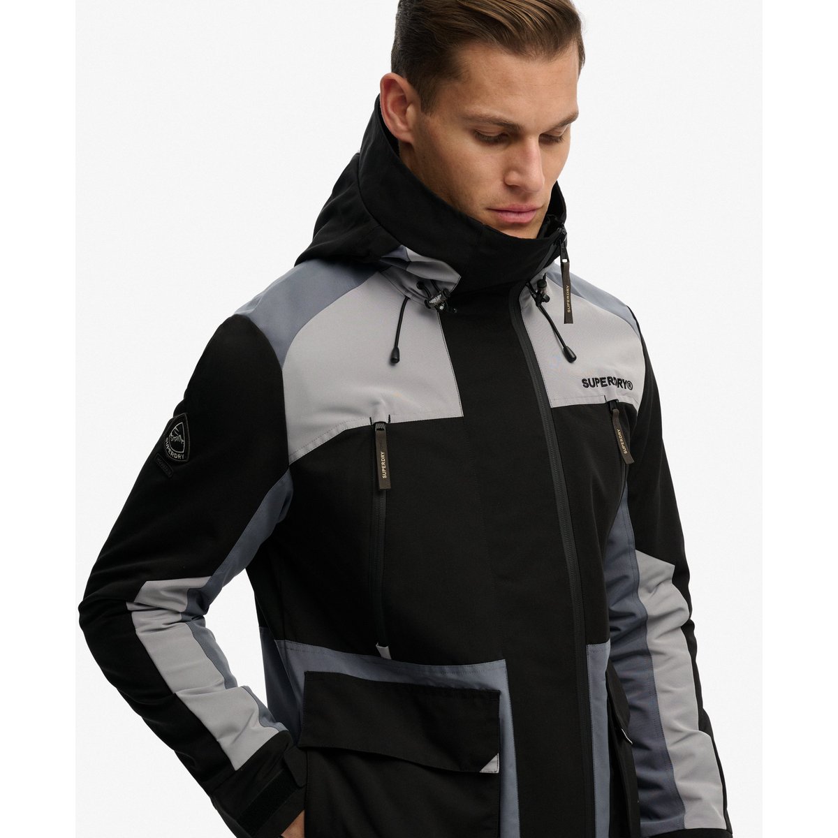 Veste Coupe-vent à Capuche Color Block noir, SUPERDRY