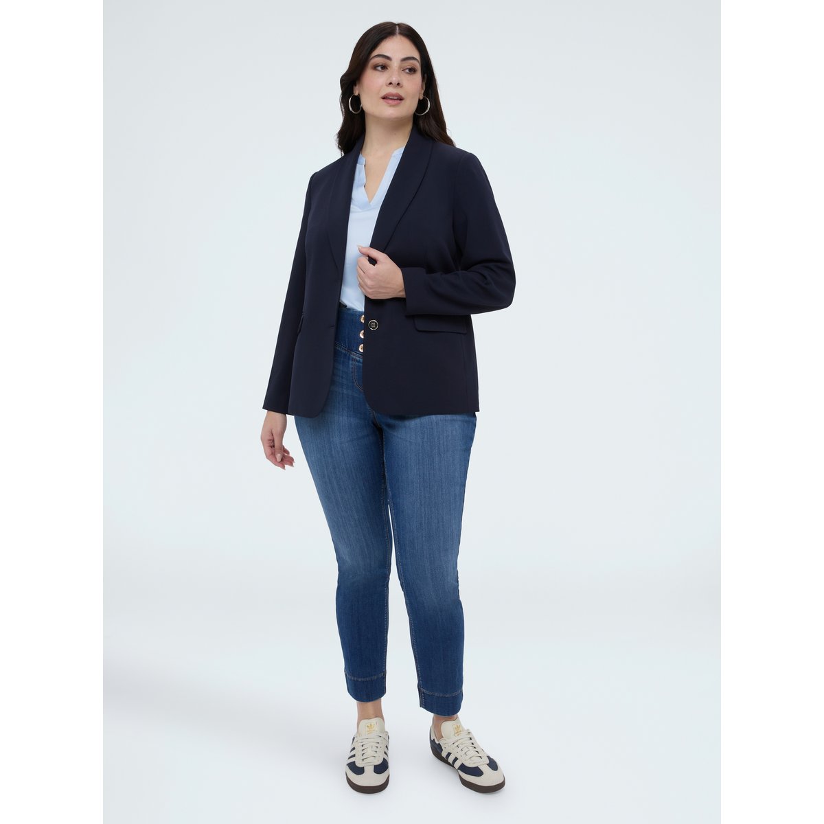 Jeggings en denim avec boutons décoratifs bleu, FIORELLA RUBINO