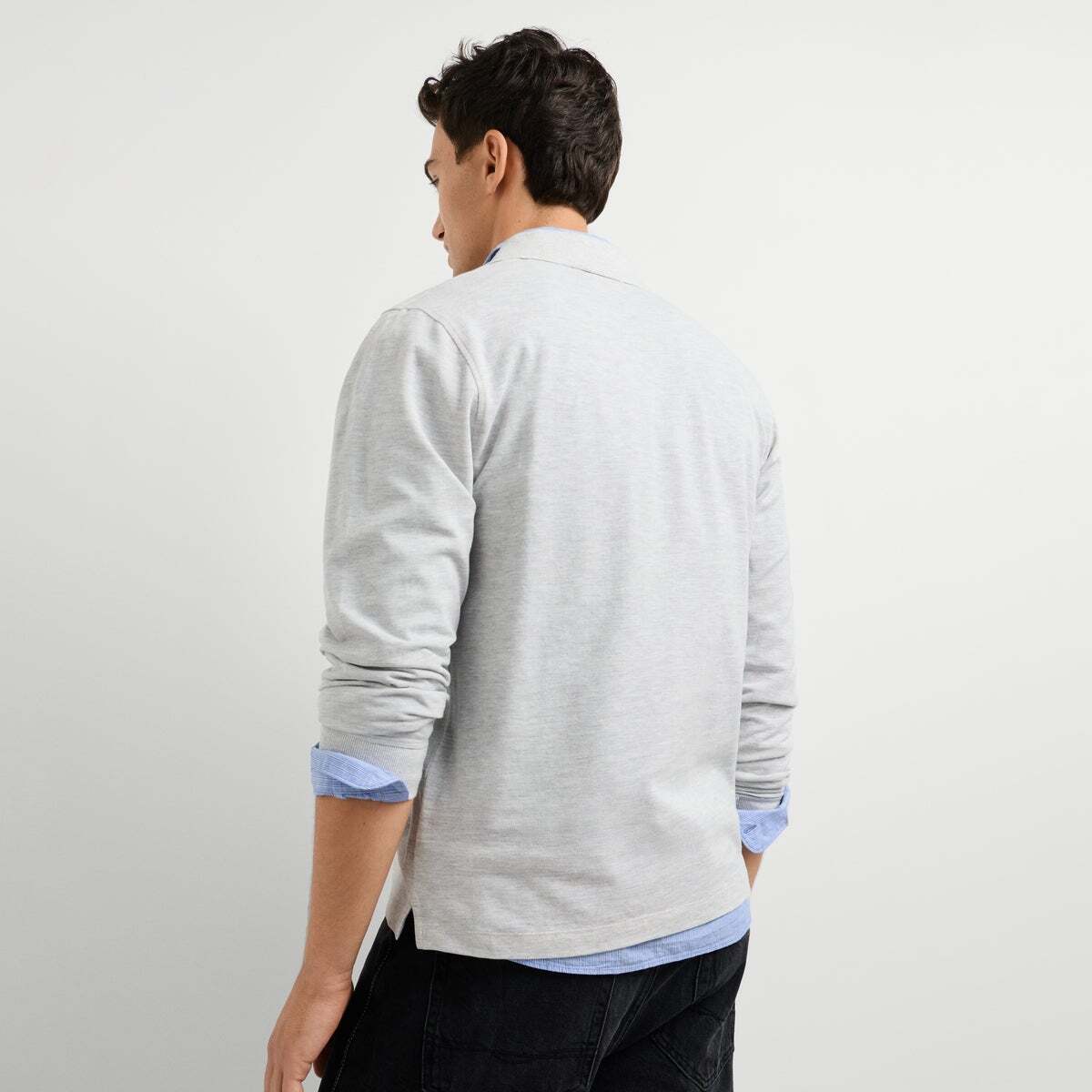 Polo À Manches Longues En Piqué Coupe Regular gris clair chine, PEPE JEANS
