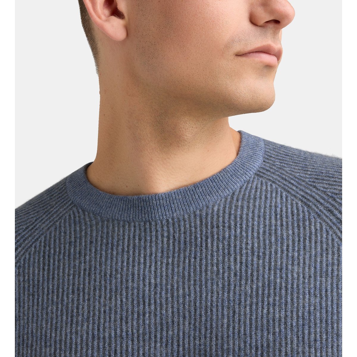 Pull droit nachribco côtes bicolores cachemire denim, GALERIES LAFAYETTE