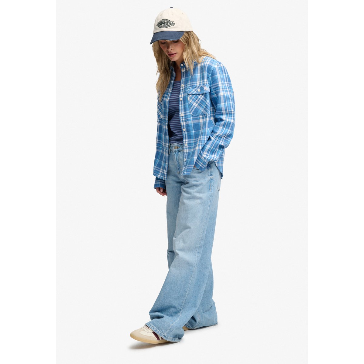 Chemise à carreaux Lumberjack en flanelle carreaux laney bleu, SUPERDRY